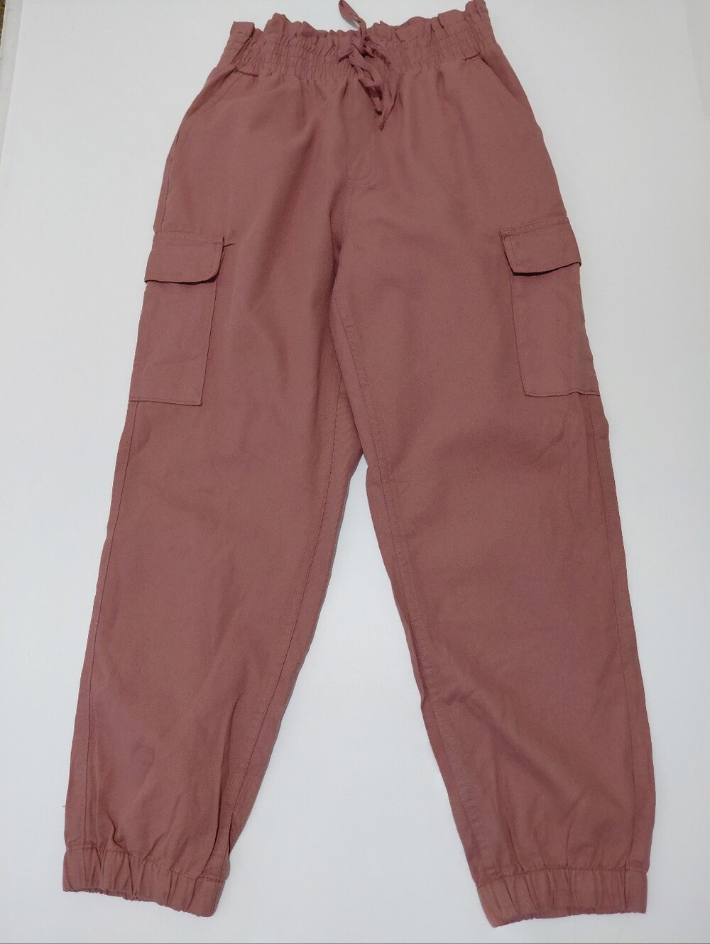 Vanilla Star Womens Med Elastic Waist Pull On Cargo Jogger Pants High Rise Mauve